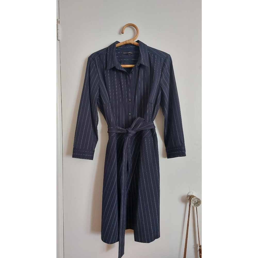 Banana Republic Navy Striped Shirt Dress with Belt